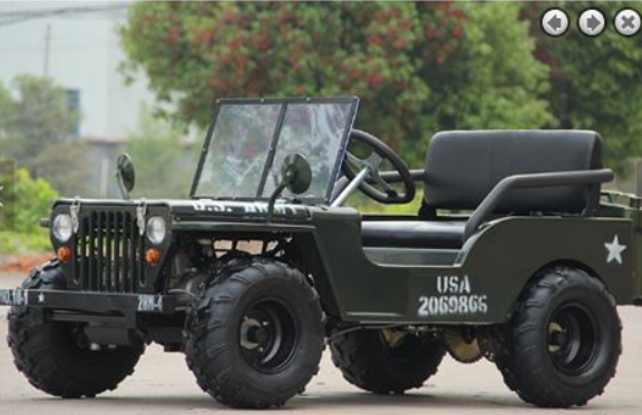 RPS Mini Jeep 125cc Go Kart, 3-speed with Reverse, Steel Wheels