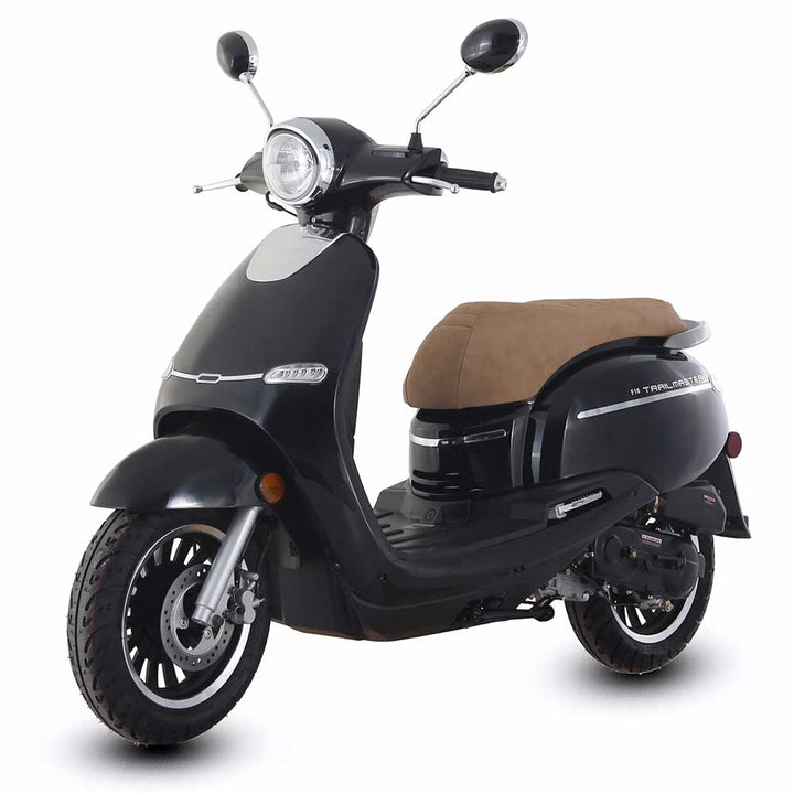TrailMaster 2018 Turino 50A 50cc Moped Scooter with Retro Stylish Design, 12" Wheels, Electric/Kick Start! Fully Assembled! Free Shipping!