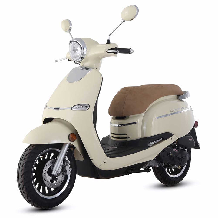 TrailMaster 2018 Turino 50A 50cc Moped Scooter with Retro Stylish Design, 12" Wheels, Electric/Kick Start! Fully Assembled! Free Shipping!