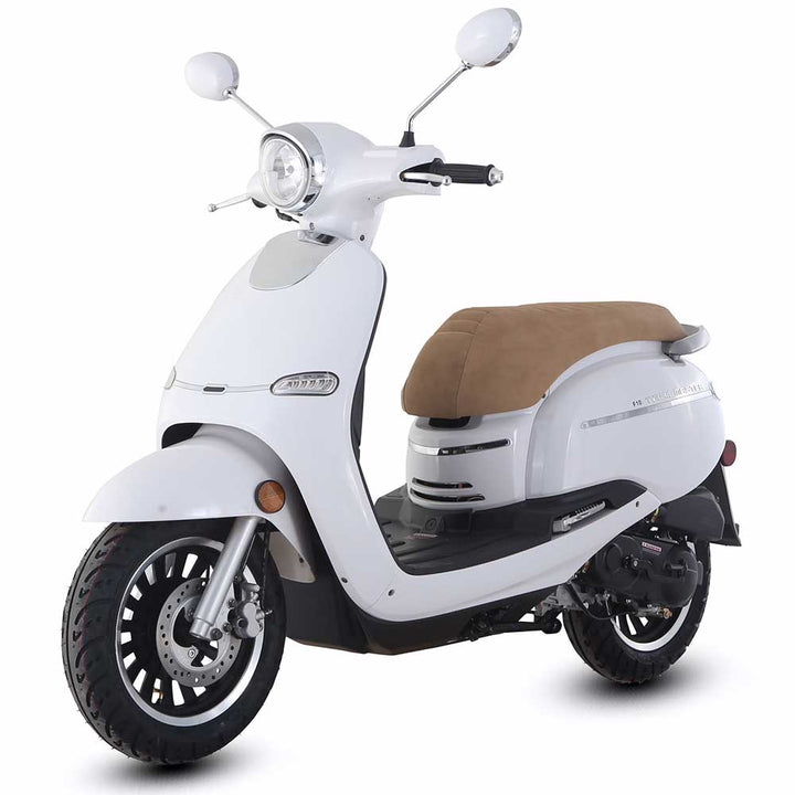 TrailMaster 2018 Turino 50A 50cc Moped Scooter with Retro Stylish Design, 12" Wheels, Electric/Kick Start! Fully Assembled! Free Shipping!